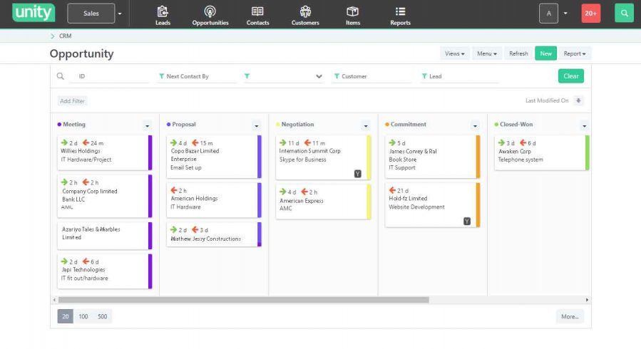 Unity BMS | CRM Sales Pipeline